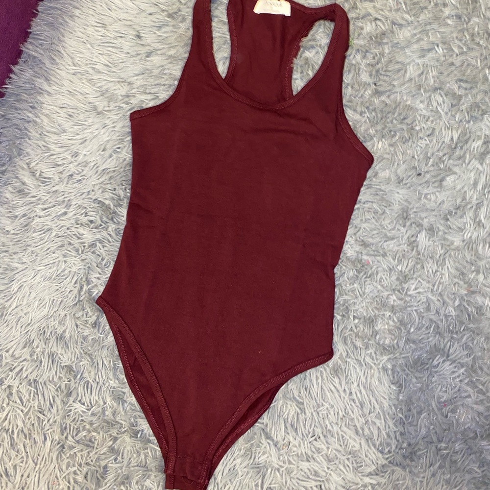 Burgundy colored bodysuit